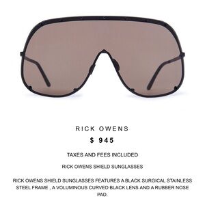 Rick Owens Black and Brown Shield Sunglasses